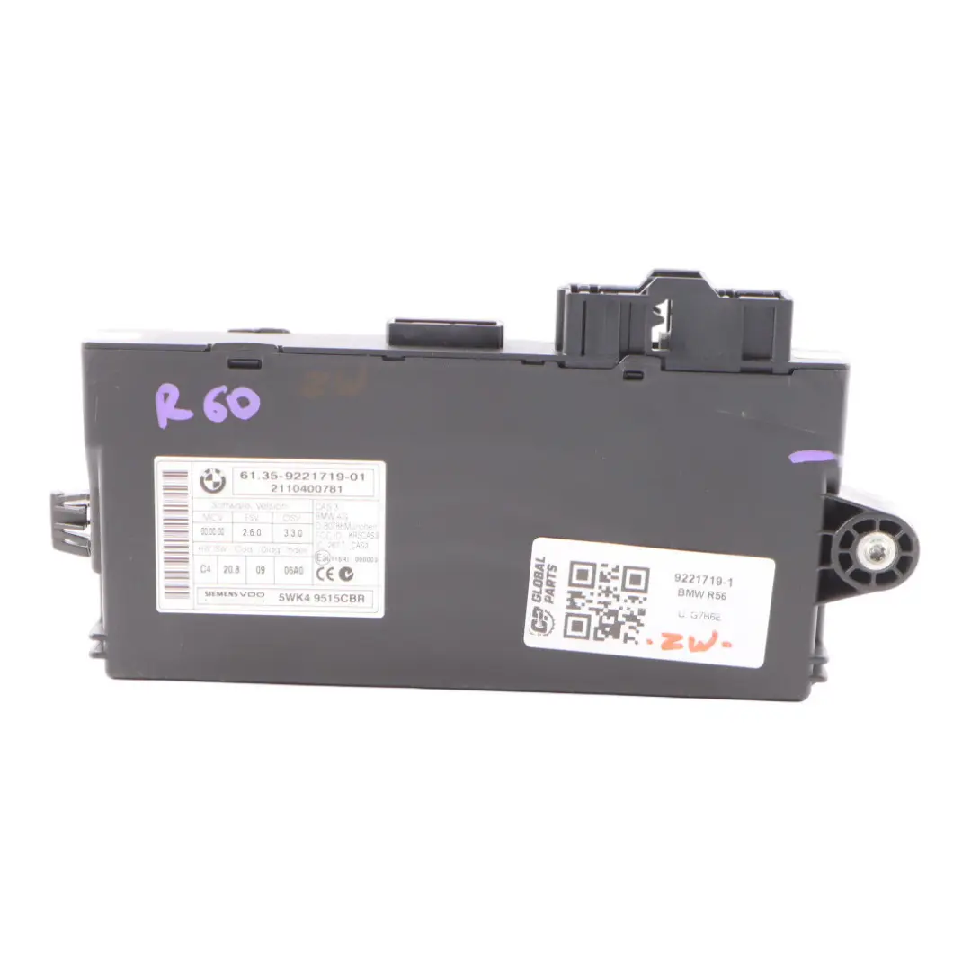 Mini Cooper R55 R56 R60 CAS 3 ECU Unità controllo Modulo lettura chiave - SKU 9221719-1 - Numero di parte 9221719