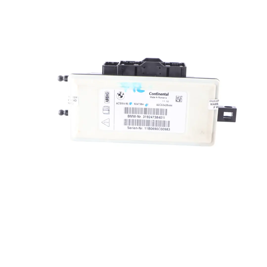 Safety Air Control Module Unit ECU ACSM4 to BMW F13 F12 with Part number 9247384 BMW F13 F12 Safety Air Control Module Unit ECU ACSM4 - SKU 9247384 - Part number 9247384