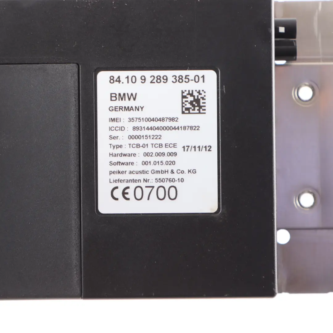 BMW F10 F34 GT Telematics Module Bluetooth Telematik Control Unit - SKU 9289385 - Part number 9289385