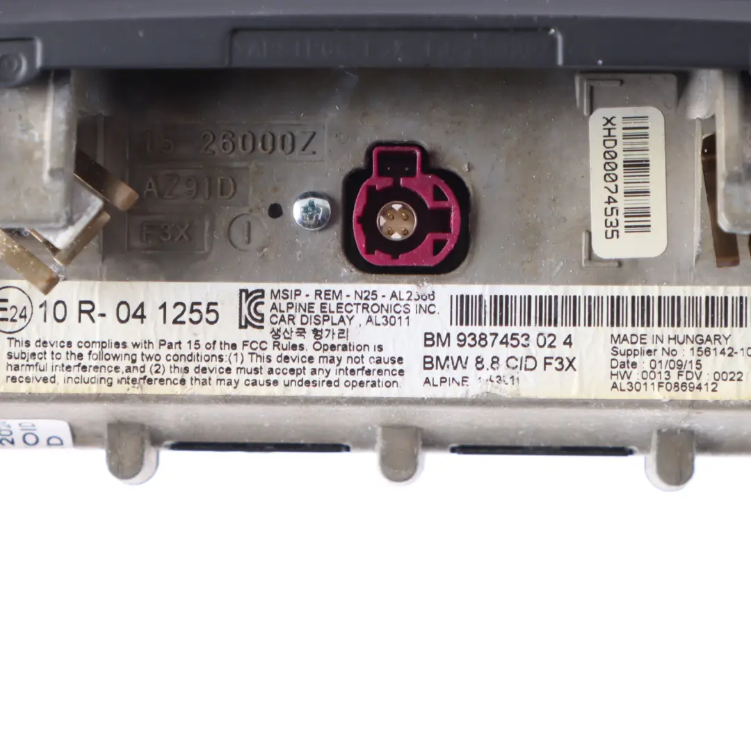 On-board Navigation Display Screen Monitor 8,8" to BMW F30 F31 F32 F33 with Part number 9387453 BMW F30 F31 F32 F33 On-board Navigation Display Screen Monitor 8,8" - SKU 9387453-1 - Part number 9387453