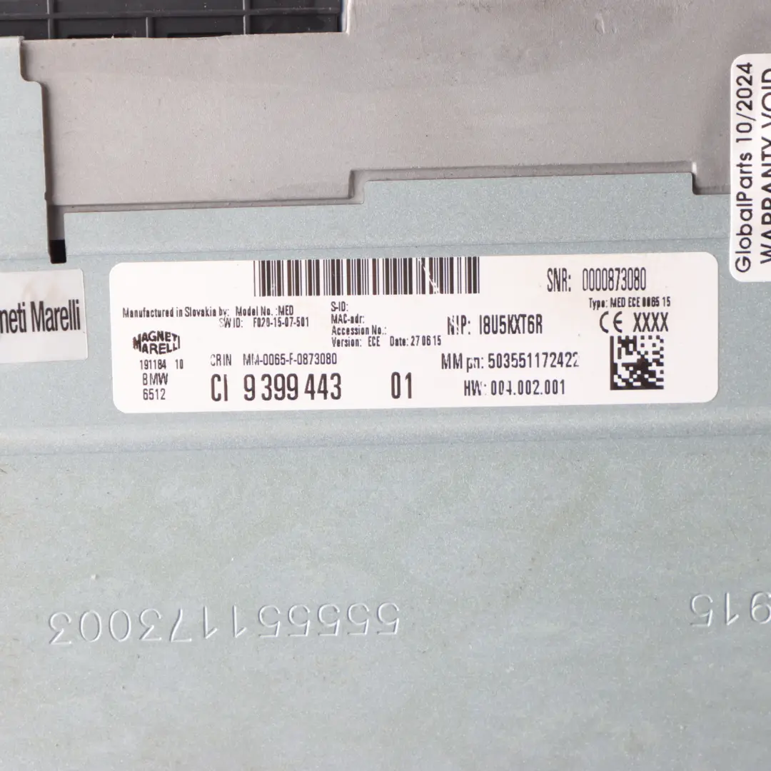 Head Unit Basic Media DAB Headunit to BMW F45 F46 Mini F54 F55 F56 with Part number 9399443 BMW F45 F46 Mini F54 F55 F56 Head Unit Basic Media DAB Headunit - SKU 9399443-1 - Part number 9399443