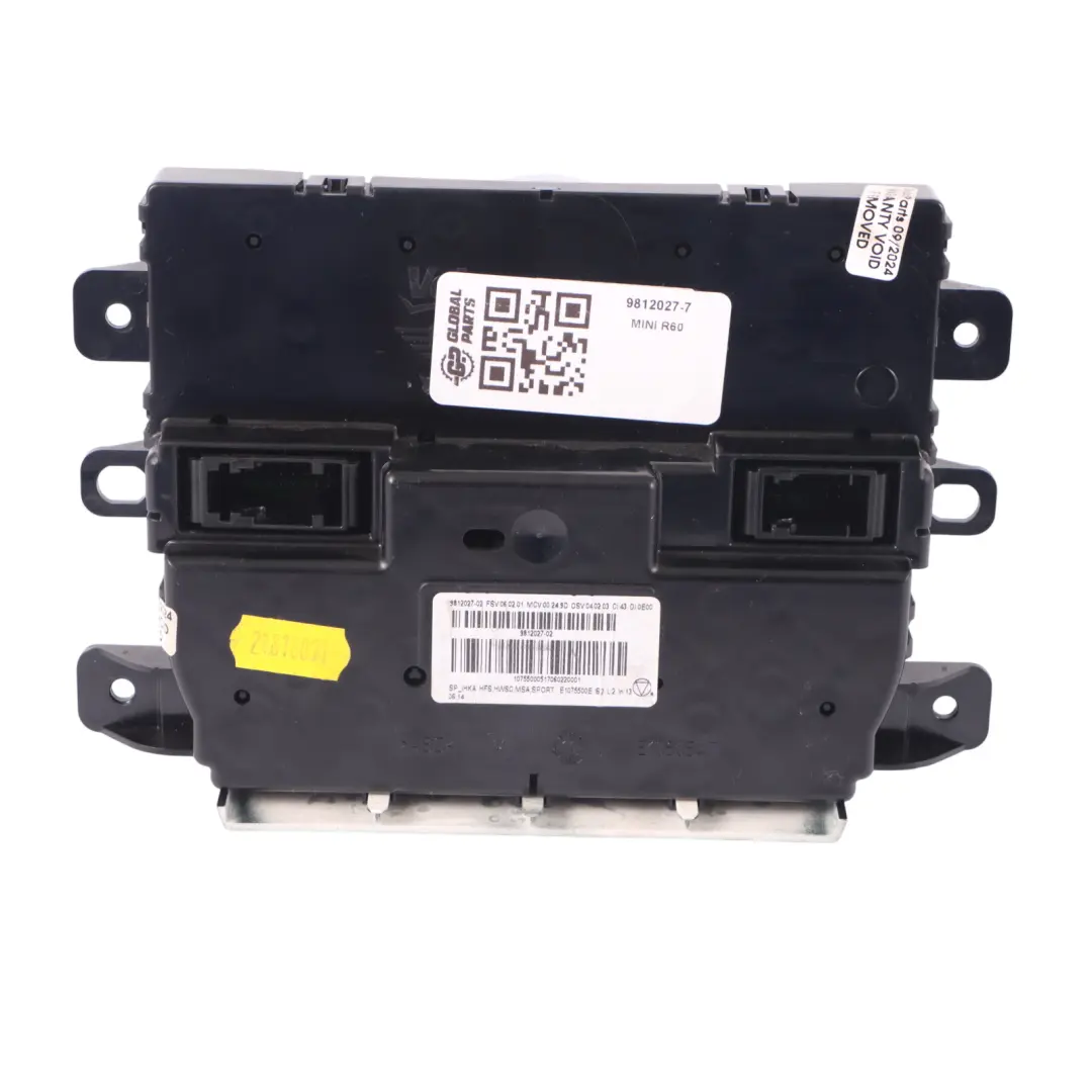 Panel Sterowania Klimatyzacji Nawiewu do Mini R60 o numerze 9812027 Mini R60 Panel Sterowania Klimatyzacji Nawiewu - SKU 9812027-7 - Numer Części 9812027