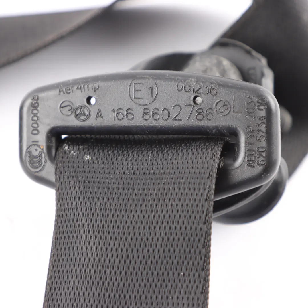 Seatbelt Rear Left N/S Seat Belt Black to Mercedes ML W166 with Part number A1668602786 Mercedes ML W166 Seatbelt Rear Left N/S Seat Belt Black - SKU A1668602786 - Part number A1668602786