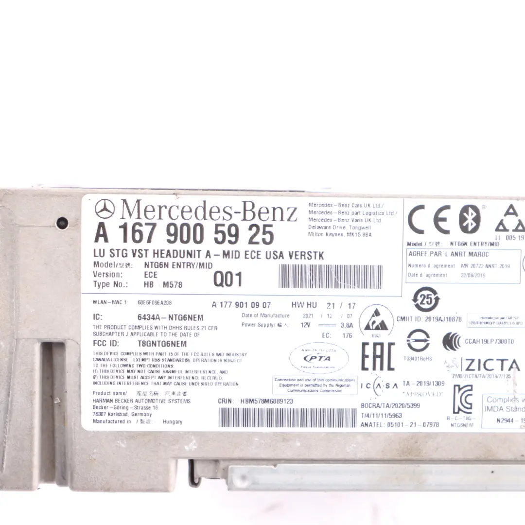 Multimedia Radio Sat Nav Screen Display Head Unit to Mercedes W177 with Part number A1679005925 Mercedes W177 Multimedia Radio Sat Nav Screen Display Head Unit - SKU A1679005925 - Part number A1679005925