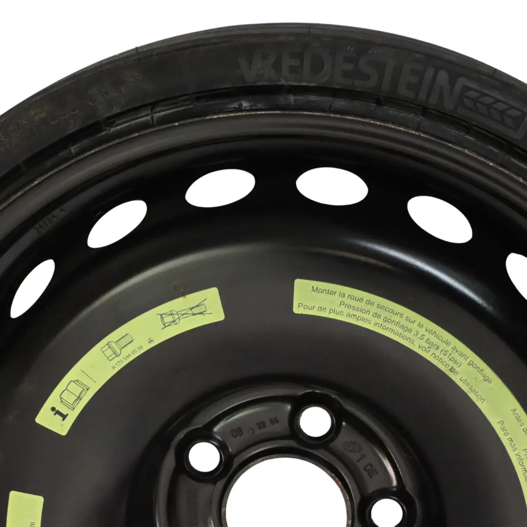 Ruota scorta acciaio R17 4,5J ET:12 Pneumatico 145/70 per Mercedes R171 con numero di parte A1714000202 Mercedes R171 Ruota scorta acciaio R17 4,5J ET:12 Pneumatico 145/70 - SKU A1714000202-3 - Numero di parte A1714000202