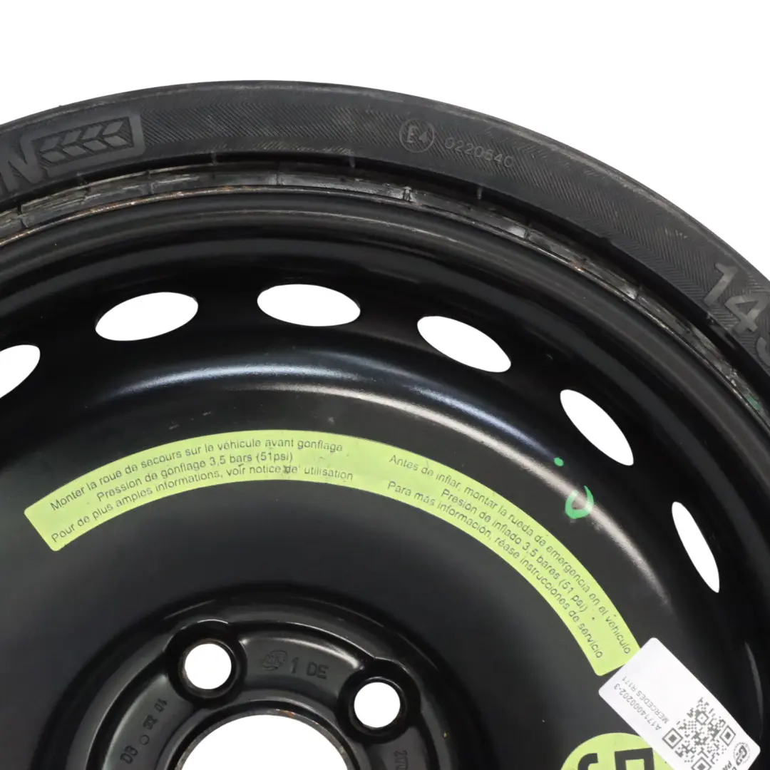 Mercedes R171 Roue secours acier R17 4,5J ET:12 Pneumatique 145/70 - SKU A1714000202-3 - Numéro de pièce A1714000202