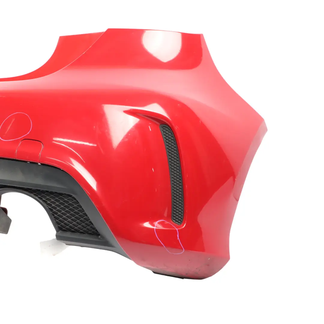 Bumper Rear Trim Panel AMG Jupiter Red - 589 to Mercedes W176 with Part number A1768805740 Mercedes W176 Bumper Rear Trim Panel AMG Jupiter Red - 589 - SKU A1768805740-JUR - Part number A1768805740