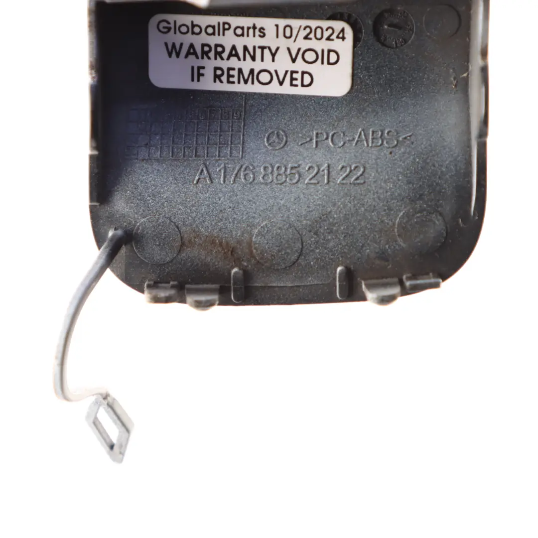 Bumper Towing Eye Hook Cover Calcite White 650 to Mercedes W176 Rear with Part number A1768852122 Mercedes W176 Rear Bumper Towing Eye Hook Cover Calcite White 650 - SKU A1768852122-CW - Part number A1768852122