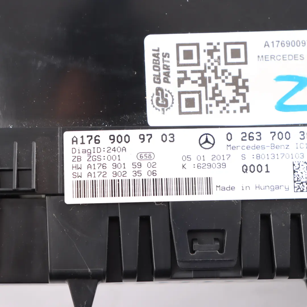 Mercedes W176 Petrol Instrument Cluster Speedo RPM Gauges - SKU A1769009703 - Part number A1769009703