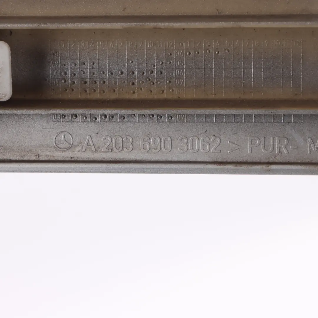 Door Strip Outer Rear Right O/S Moulding Brilliant Silver - 9744 to Mercedes W203 with Part number A2036903062 Mercedes W203 Door Strip Outer Rear Right O/S Moulding Brilliant Silver - 9744 - SKU A2036903062-BRS - Part number A2036903062