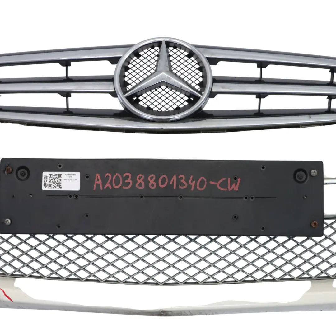 Mercedes W203 CL203 Bumper Front Trim Panel Covering Calcite White - 650 - SKU A2038801340-CW - Part number A2038801340
