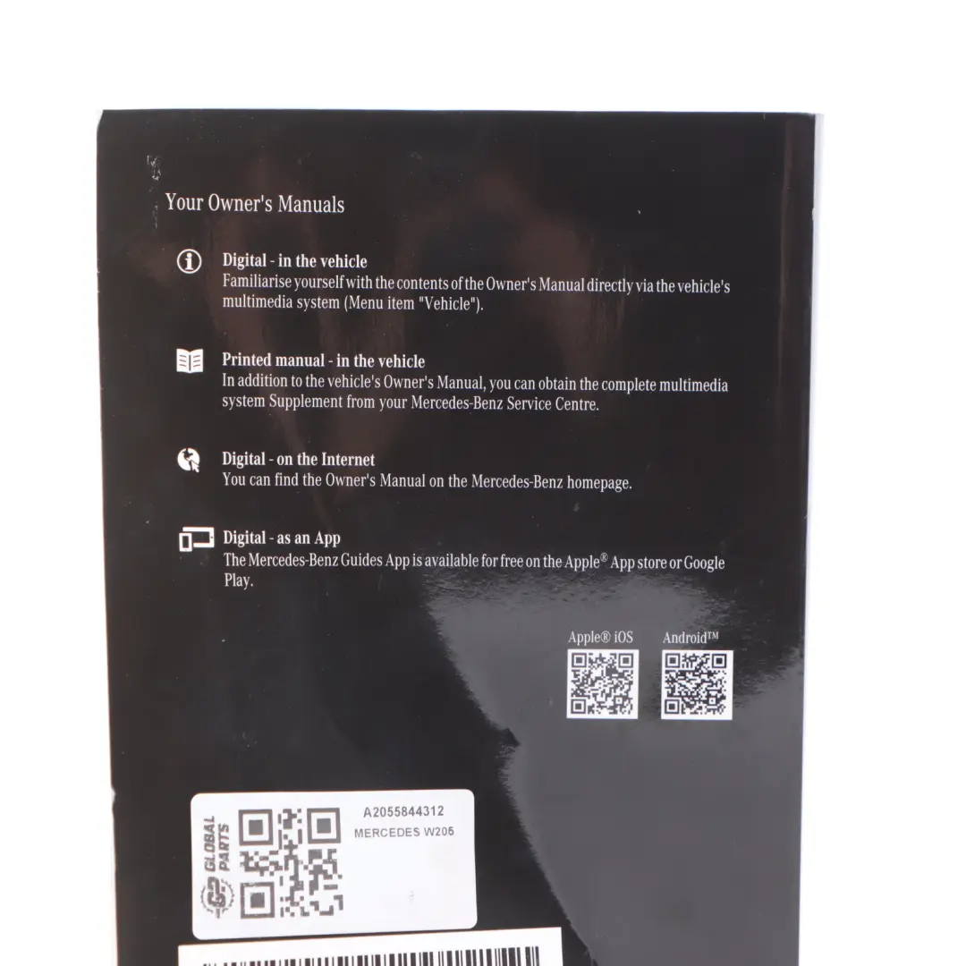 Owner's Manual Book to Mercedes W205 with Part number A2055844312 Mercedes W205 Owner's Manual Book - SKU A2055844312 - Part number A2055844312