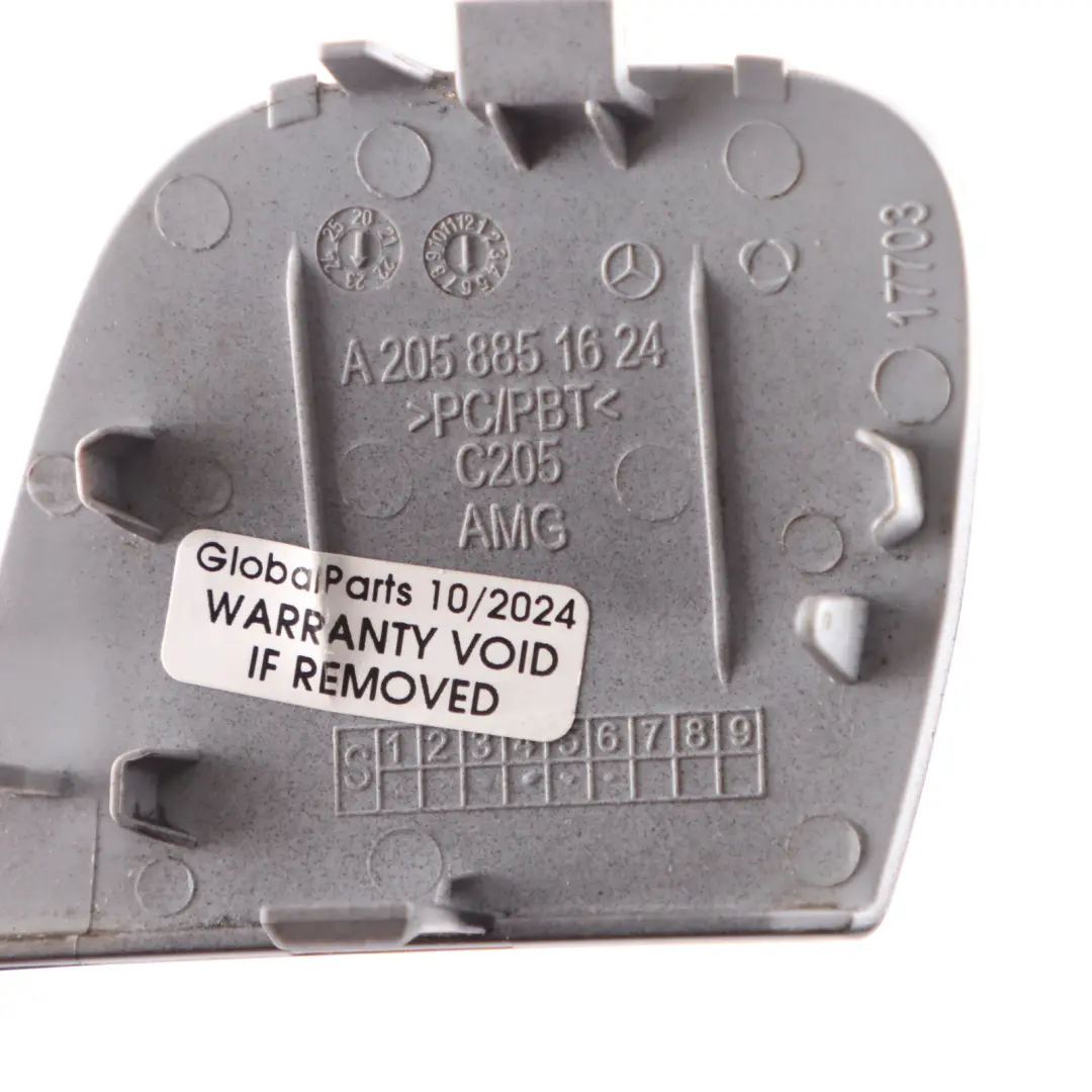 Bumper Tow Cover Obsidian Black Metallic - 197 to Mercedes W205 Rear with Part number A2058851624 Mercedes W205 Rear Bumper Tow Cover Obsidian Black Metallic - 197 - SKU A2058851624-OB - Part number A2058851624