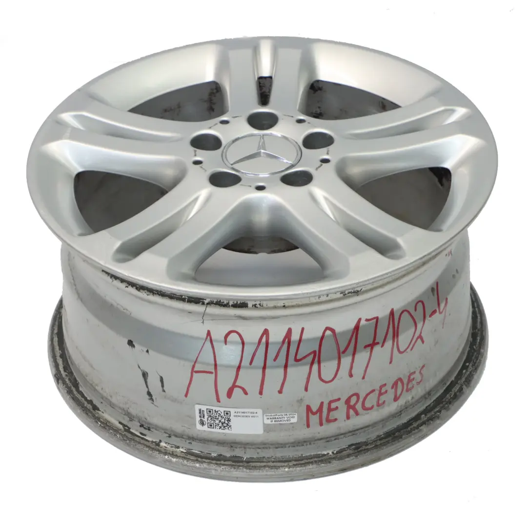 Mercedes W211 Silver Wheel Alloy Rim 16" 5 Double Spoke ET:42 7,5J - SKU A2114017102-4 - Part number A2114017102