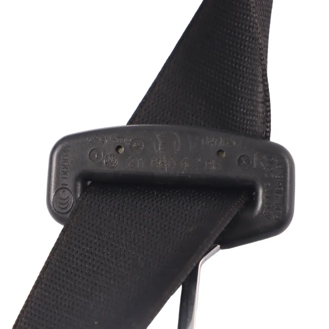 Belt Front Right O/S Seatbelt Black to Mercedes W211 Seat with Part number A2118604286 Mercedes W211 Seat Belt Front Right O/S Seatbelt Black - SKU A2118604286 - Part number A2118604286
