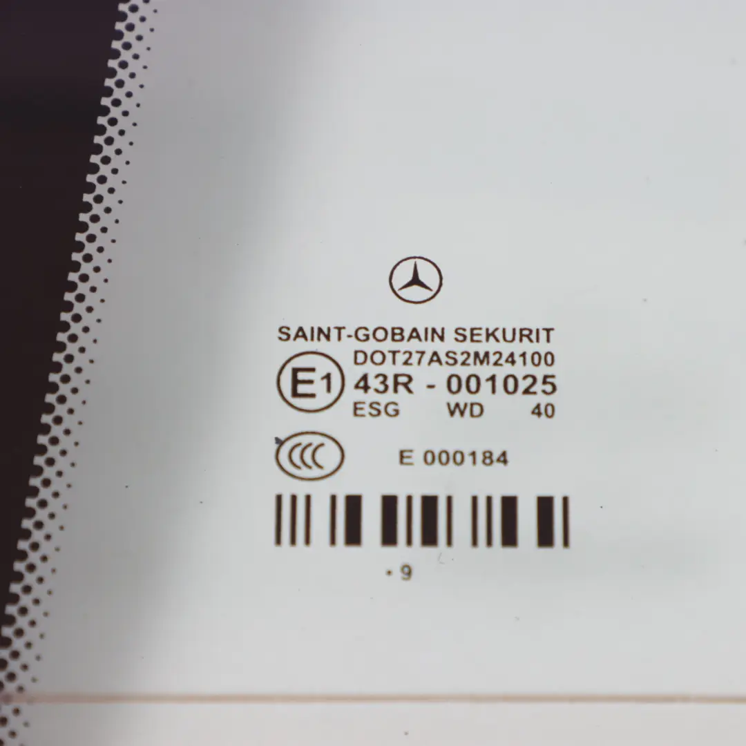  Quarter Side Window Mercedes W212 Rear Left N/S Side Glazing Green Glass AS2 - SKU A2127300155 - Part number A2127300155