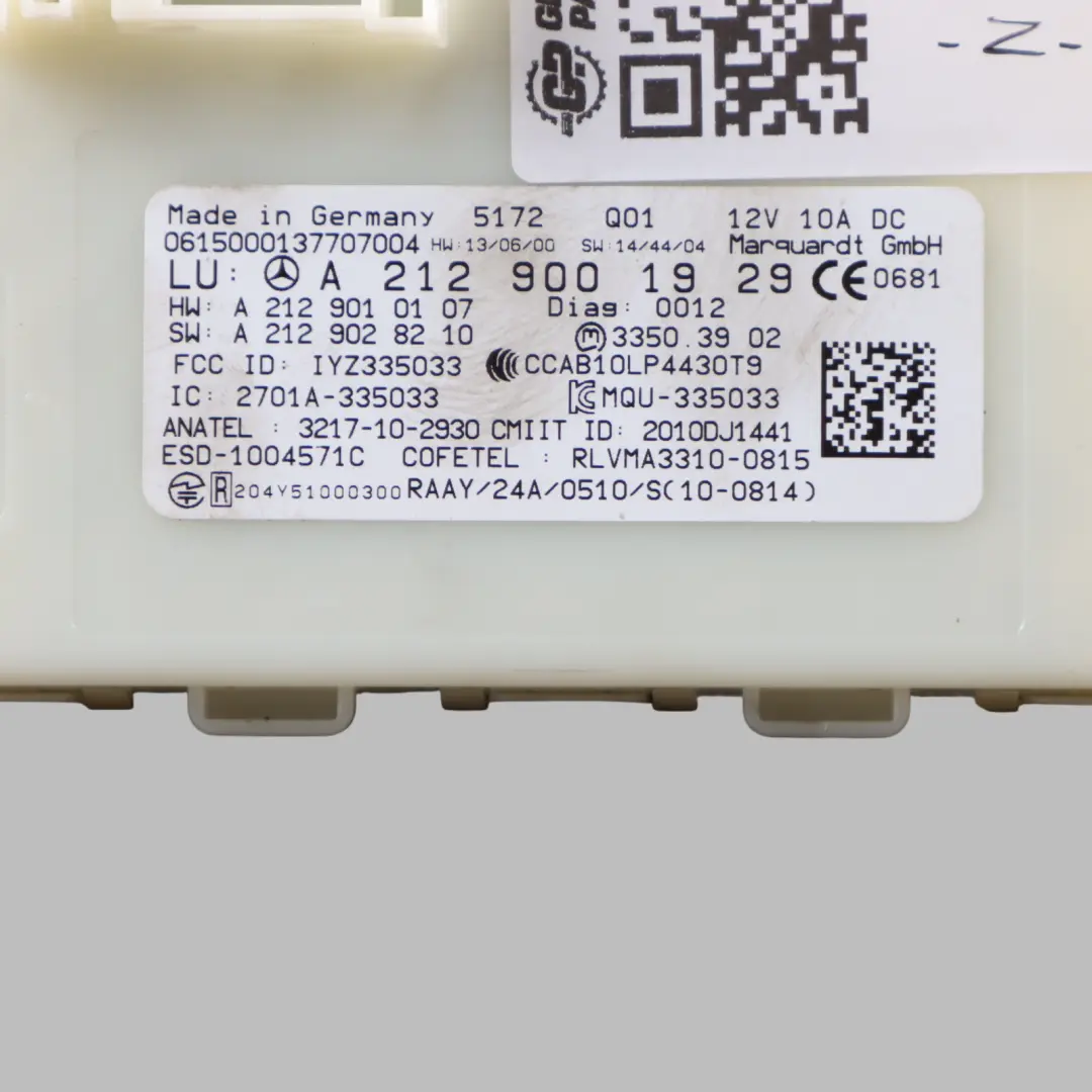 Keyless Control Module Unit ECU to Mercedes W176 with Part number A2129001929 Mercedes W176 Keyless Control Module Unit ECU - SKU A2129001929 - Part number A2129001929