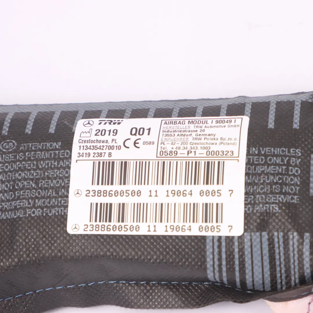 Mercedes A238 Convertible Poduszka Powietrzna Airbag Drzwi Lewy - SKU A2388600500 - Numer Części A2388600500