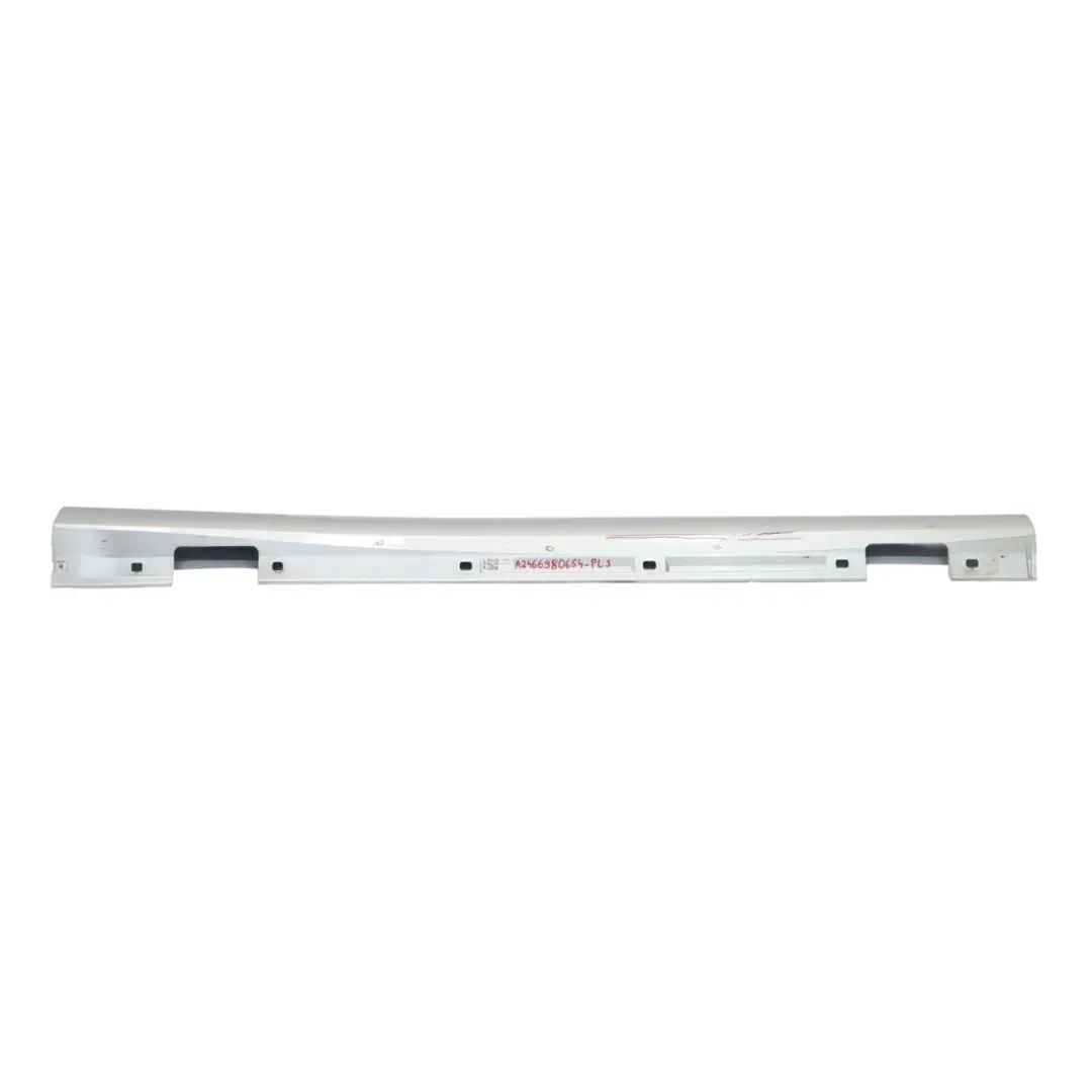Side Skirt Right O/S Door Sill Cover W117 W246 Polar Silver - 761 to Mercedes W176 with Part number A2466980654 Mercedes W176 Side Skirt Right O/S Door Sill Cover W117 W246 Polar Silver - 761 - SKU A2466980654-PLS - Part number A2466980654