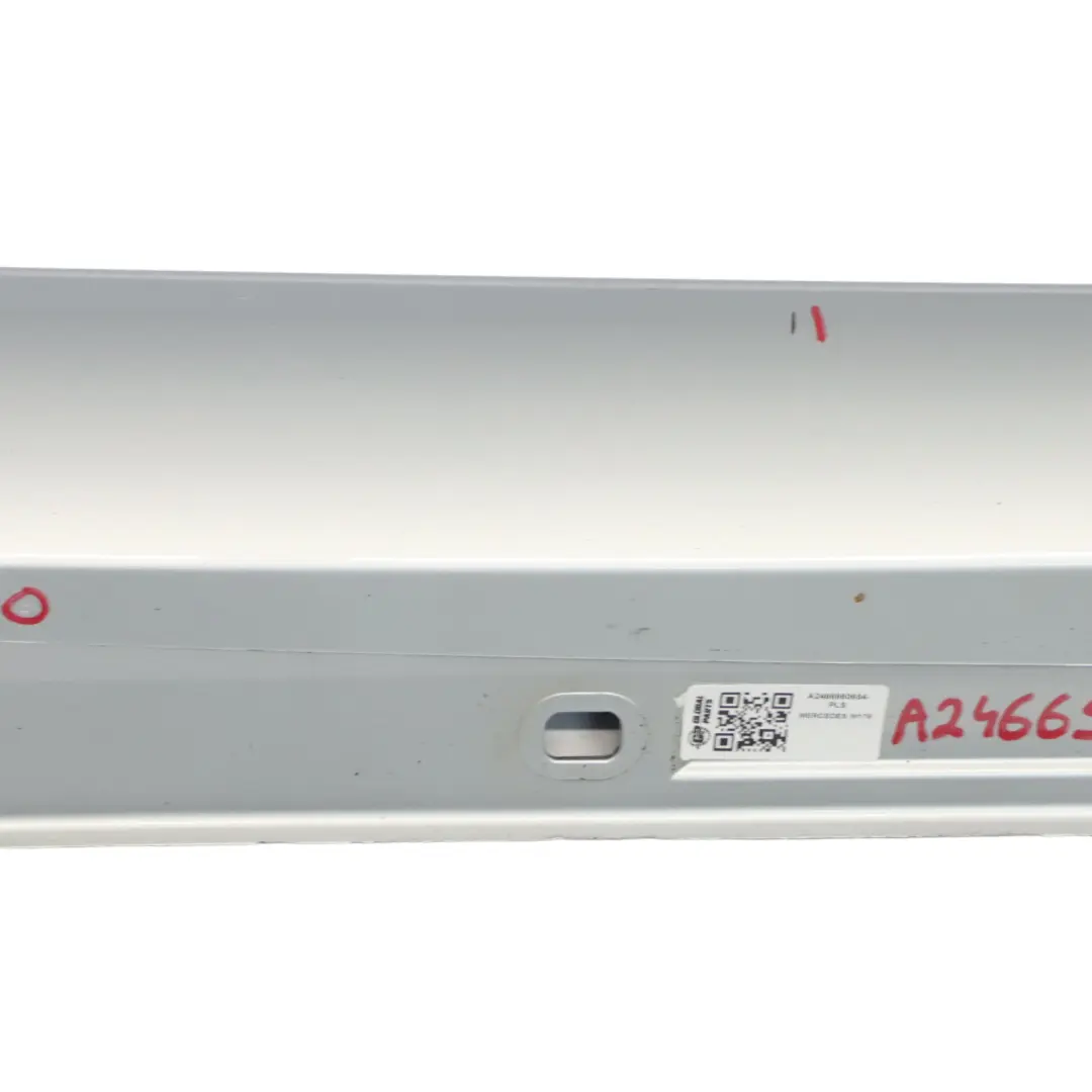 Side Skirt Right O/S Door Sill Cover W117 W246 Polar Silver - 761 to Mercedes W176 with Part number A2466980654 Mercedes W176 Side Skirt Right O/S Door Sill Cover W117 W246 Polar Silver - 761 - SKU A2466980654-PLS - Part number A2466980654