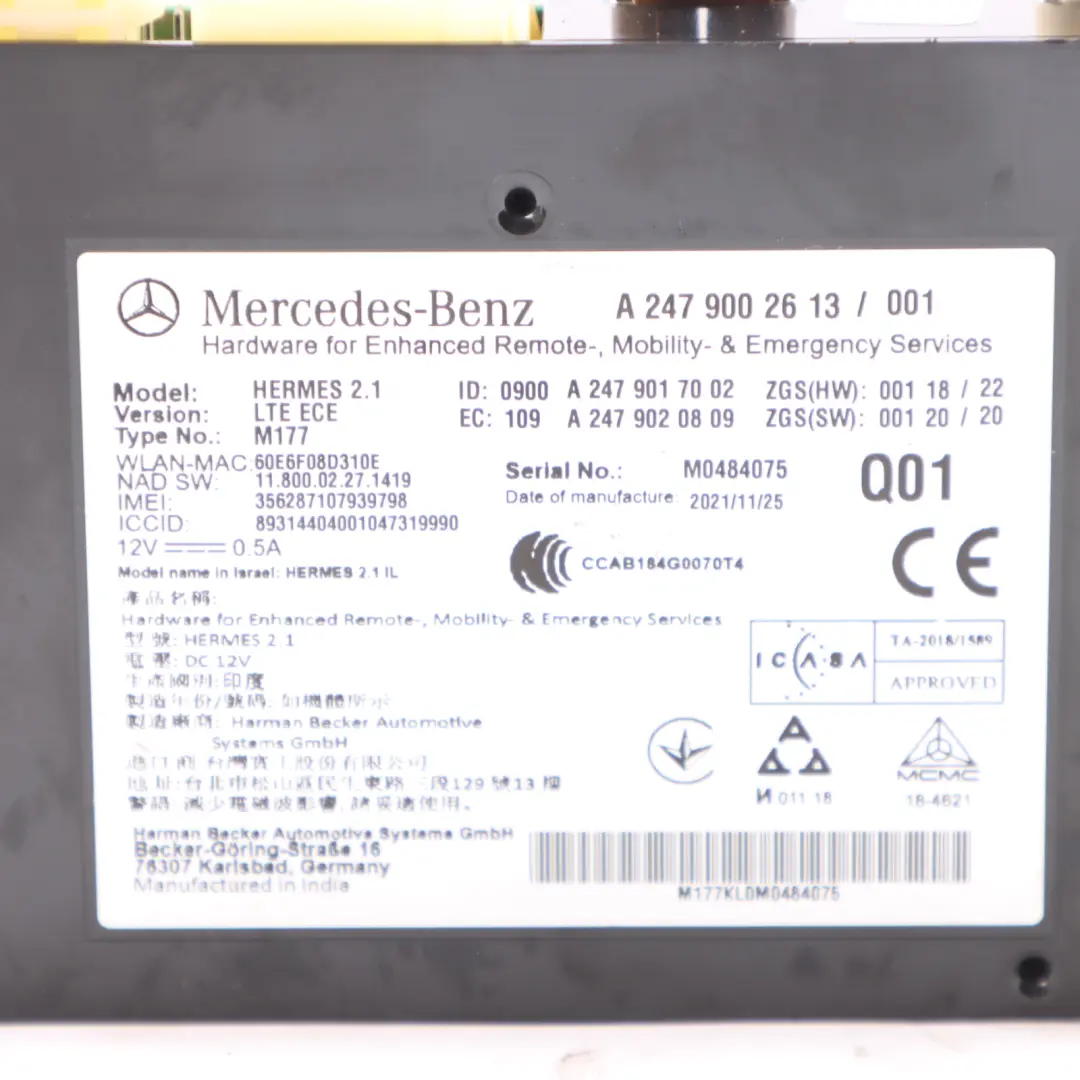 Moduł Sterownik Telematic do Mercedes CLA C118 W177 W205 W213 o numerze A2479002613 Mercedes CLA C118 W177 W205 W213 Moduł Sterownik Telematic - SKU A2479002613 - Numer Części A2479002613
