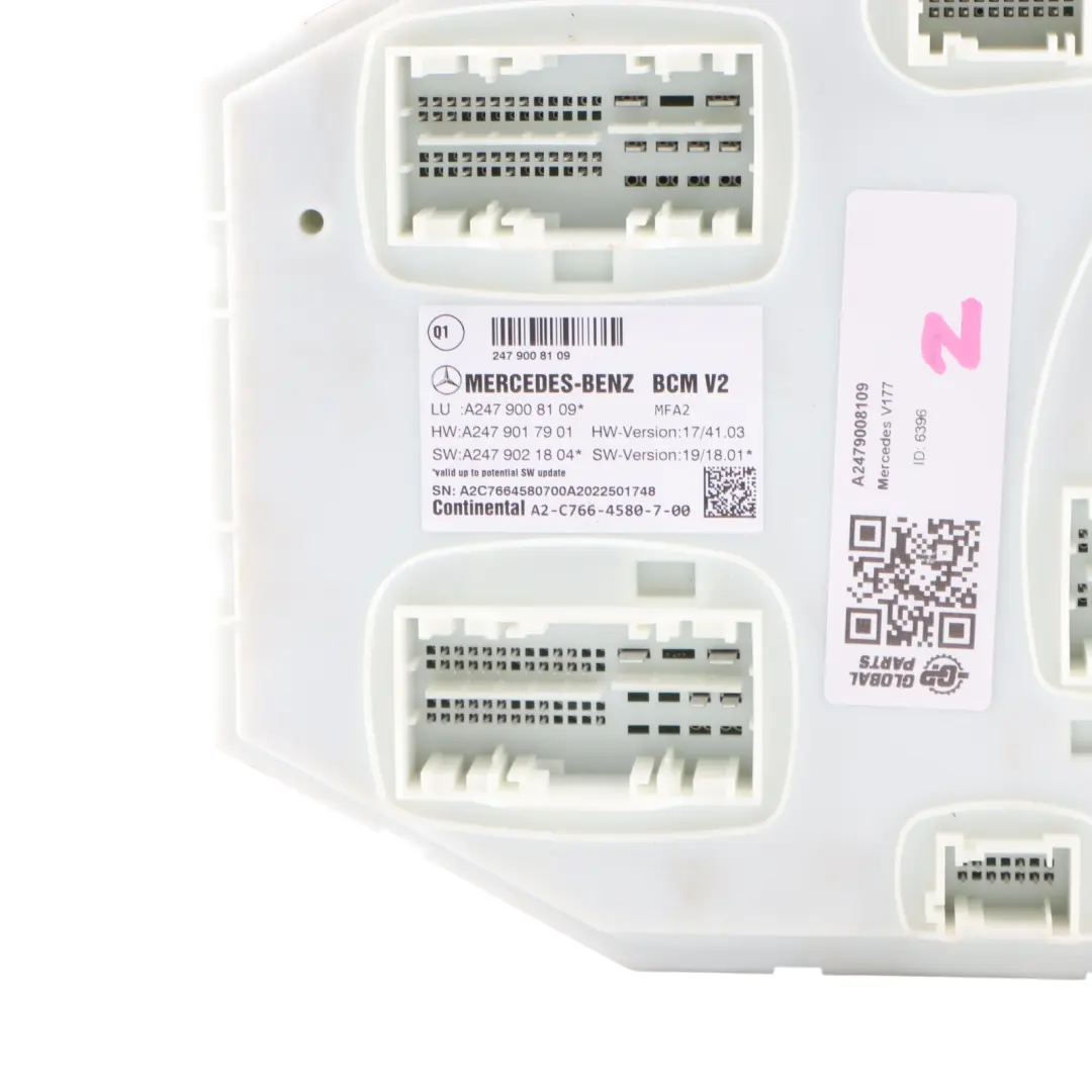 Body Control Module BCM V2 Unit ECU to Mercedes V177 W247 with Part number A2479008109 Mercedes V177 W247 Body Control Module BCM V2 Unit ECU - SKU A2479008109 - Part number A2479008109