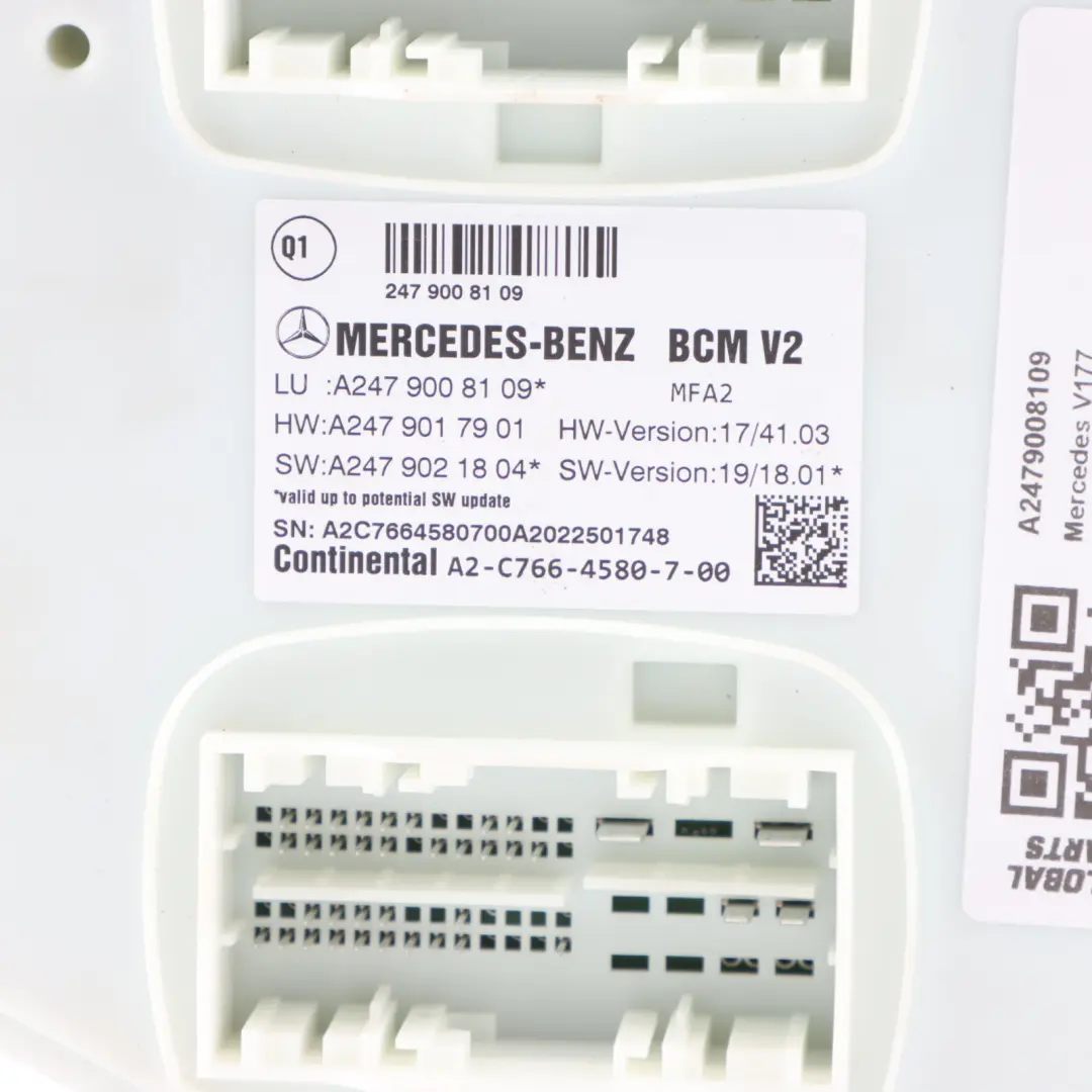 Module Contrôle Carrosserie BCM V2 Unité ECU pour Mercedes V177 W247 à propos du numéro de pièce A2479008109 Mercedes V177 W247 Module Contrôle Carrosserie BCM V2 Unité ECU - SKU A2479008109 - Numéro de pièce A2479008109