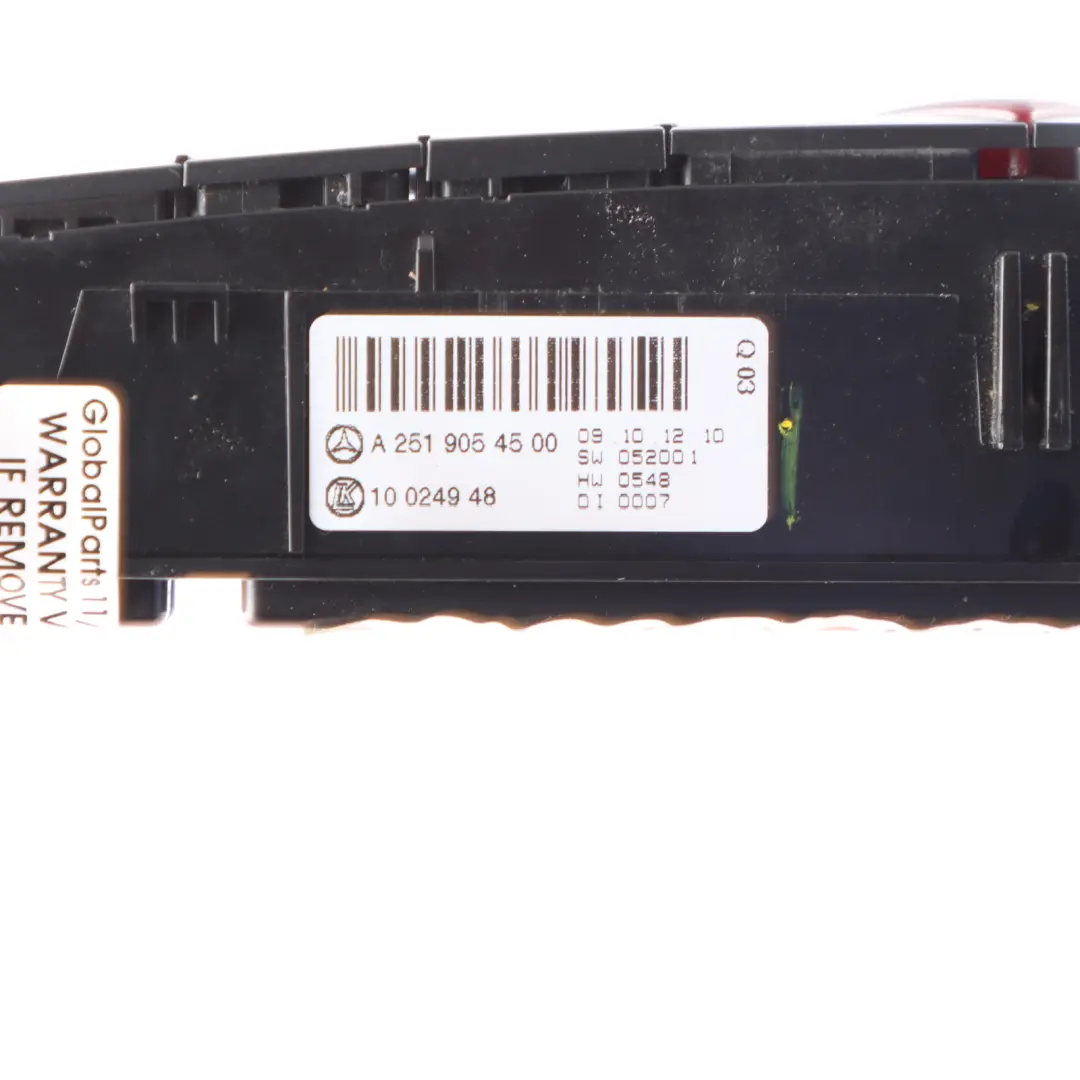 Mercedes V251 Switch Control Panel Seat Heating Hazard PDC - SKU A2519054500 - Part number A2519054500