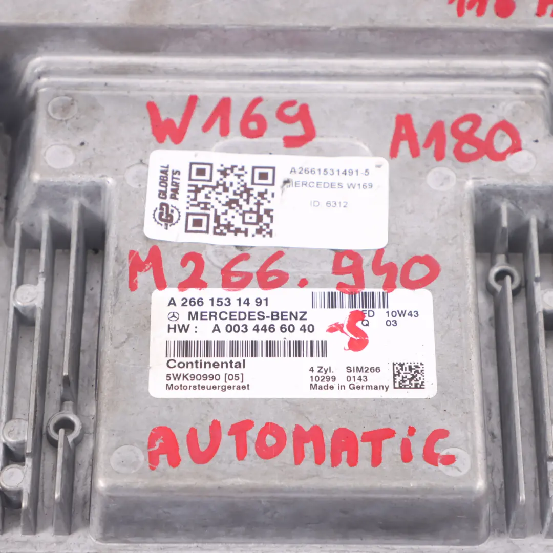 Mercedes W169 A180 M266.940 116HP Motor ECU Kit Schlüssel Schalter - SKU A2661531491-5 - Teilenummer A2661531491