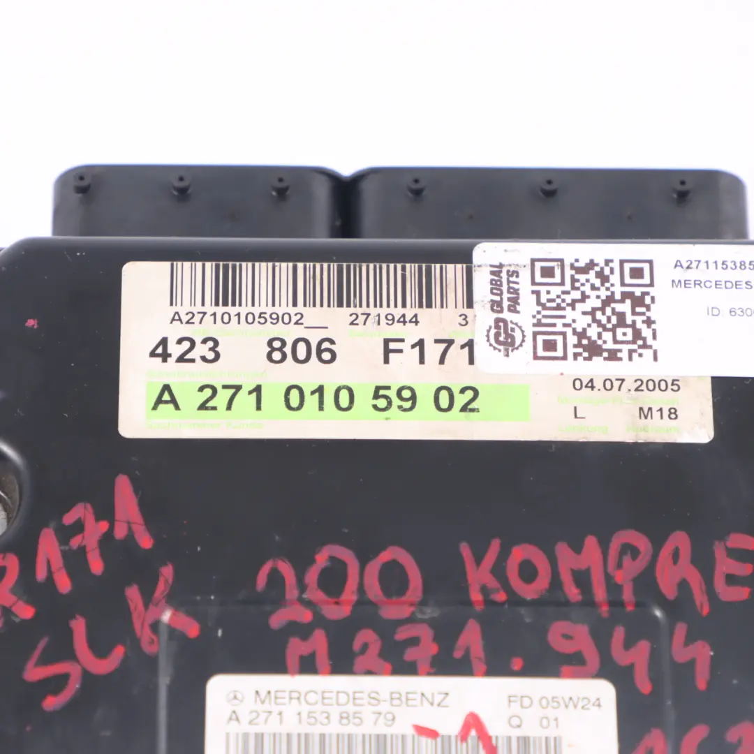 Mercedes R171 SLK 200 M271.944 163KM Komputer Sterownik Silnika - SKU A2711538579-1 - Numer Części A2711538579
