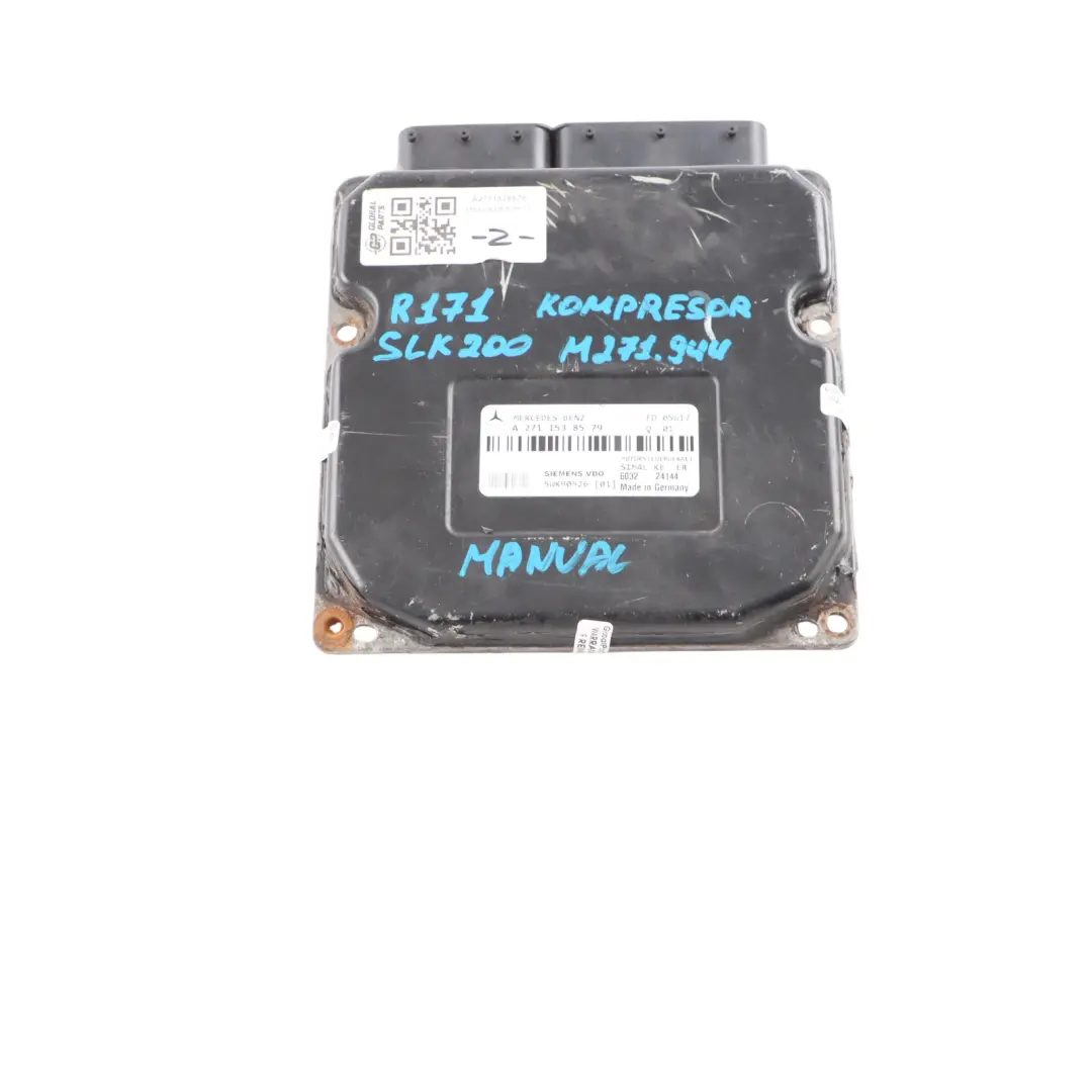 163HP 271.944 Kompressor Engine ECU Manual to Mercedes R171 SLK 200 with Part number A2711538579 Mercedes R171 SLK 200 163HP 271.944 Kompressor Engine ECU Manual - SKU A2711538579 - Part number A2711538579