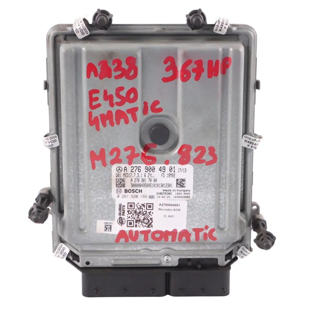 E450 M276.823 Sterownik Komputer Silnika do Mercedes A238 Cabrio o numerze A2769004901 Mercedes A238 Cabrio E450 M276.823 Sterownik Komputer Silnika - SKU A2769004901 - Numer Części A2769004901