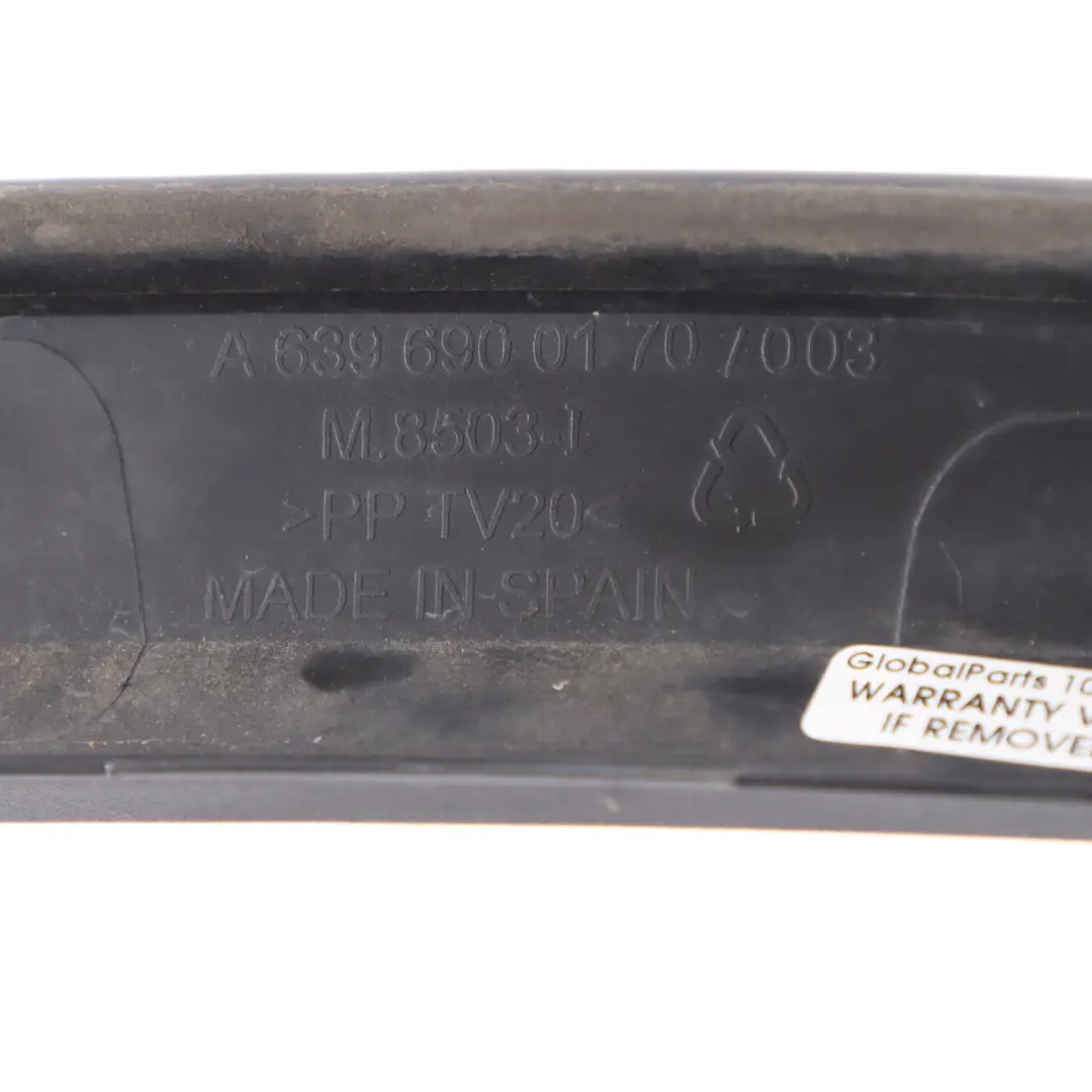 Roof Rail Cover Trim Strip Front Left N/S to Mercedes W639 with Part number A6396900170 Mercedes W639 Roof Rail Cover Trim Strip Front Left N/S - SKU A6396900170 - Part number A6396900170