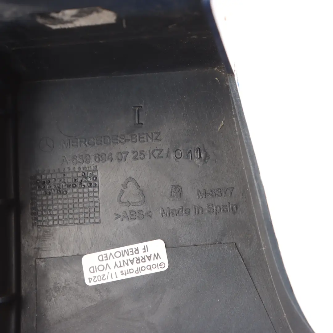 Bumper Corner Edge Left N/S Trim Jaspis Blue - 345 to Mercedes Vito W639 Rear with Part number A6396940725 Mercedes Vito W639 Rear Bumper Corner Edge Left N/S Trim Jaspis Blue - 345 - SKU A6396940725-JAS - Part number A6396940725