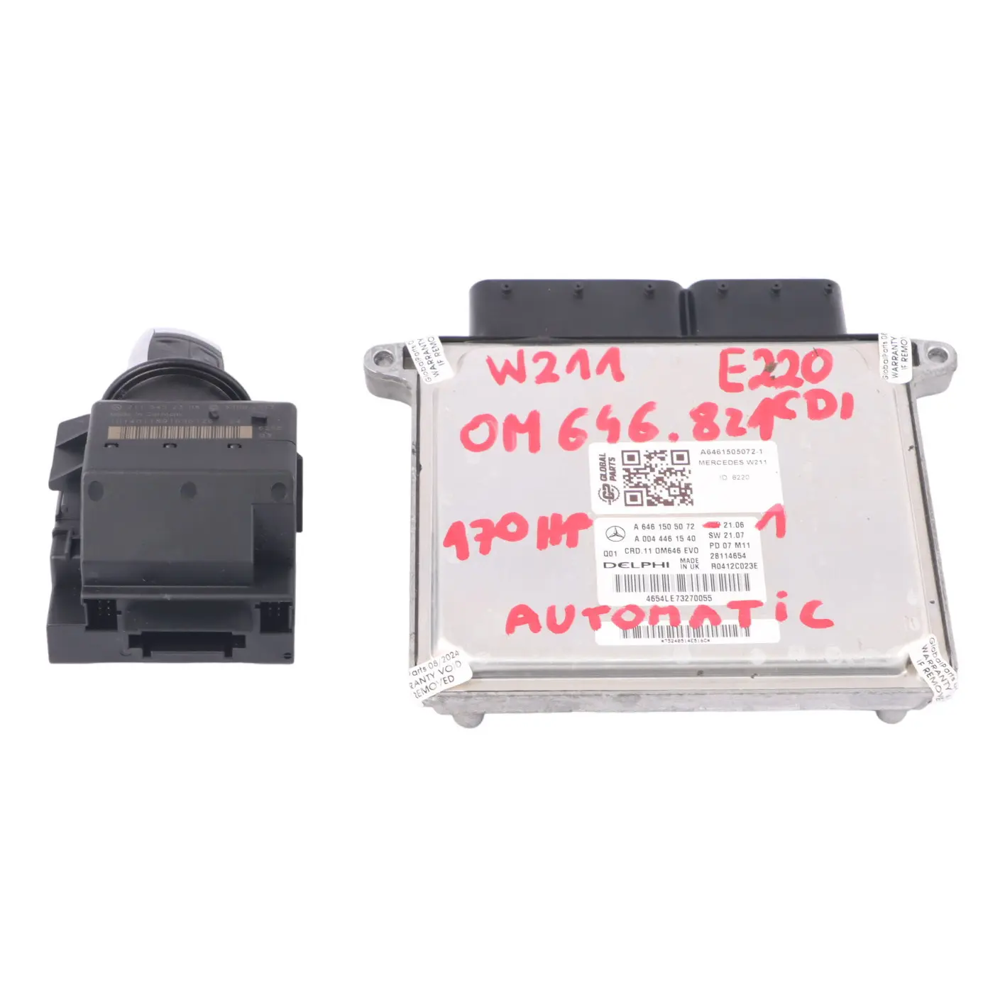 Mercedes W211 E220 CDI 646.821 170HP Engine ECU Kit A6461505072 Ignition + Key