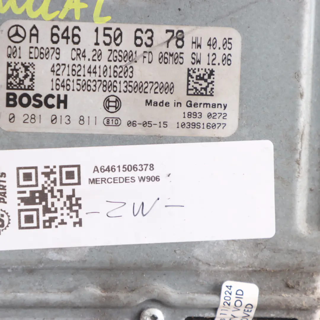Mercedes W906 OM646.985 109HP Engine Unit Module ECU Kit Key - SKU A6461506378 - Part number A6461506378