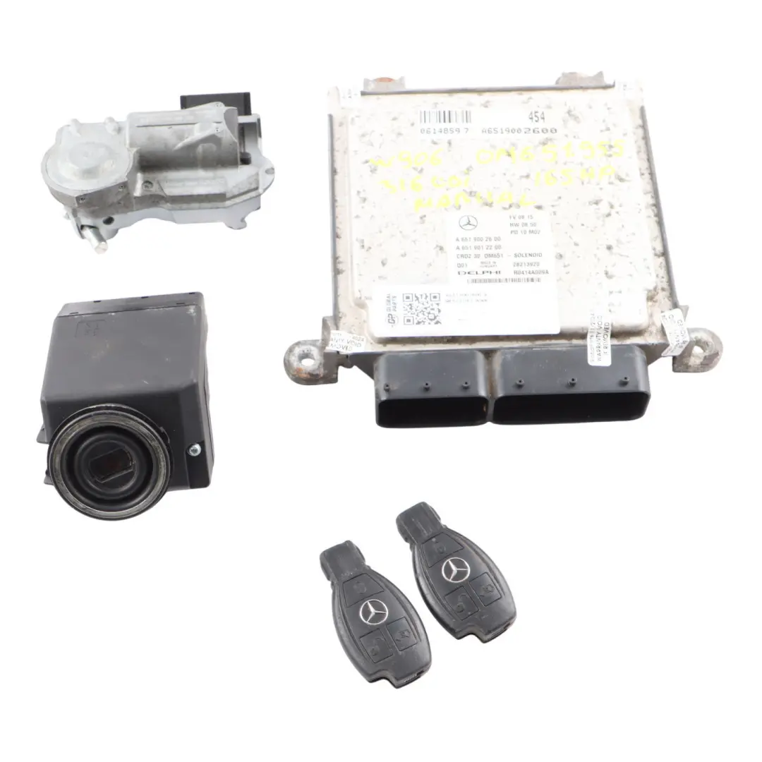 316CDI OM651.955 165HP Engine ECU Kit Keys Lock Manual to Mercedes W906 with Part number A6519002600 Mercedes W906 316CDI OM651.955 165HP Engine ECU Kit Keys Lock Manual - SKU A6519002600-4 - Part number A6519002600