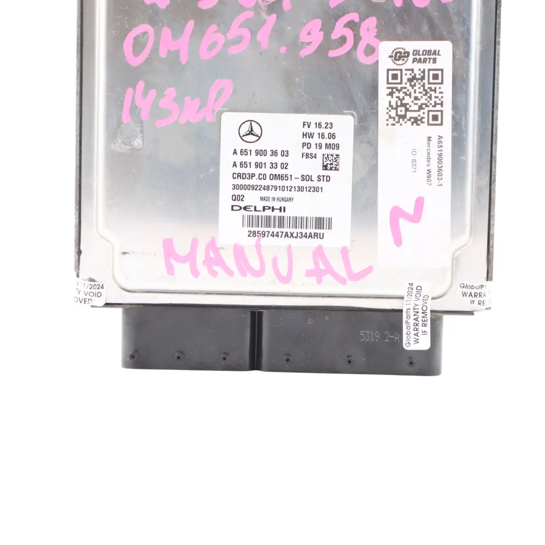 W907 314 CDI OM651.958 143HP ECU Engine Unit to Mercedes Sprinter with Part number A6519003603 Mercedes Sprinter W907 314 CDI OM651.958 143HP ECU Engine Unit - SKU A6519003603-1 - Part number A6519003603