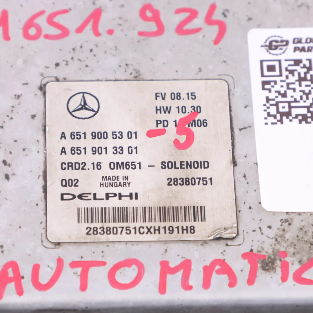 Mercedes W212 E220CDI OM651.924 Engine ECU Kit Key Lock Ignition - SKU A6519005301-12 - Part number A6519005301