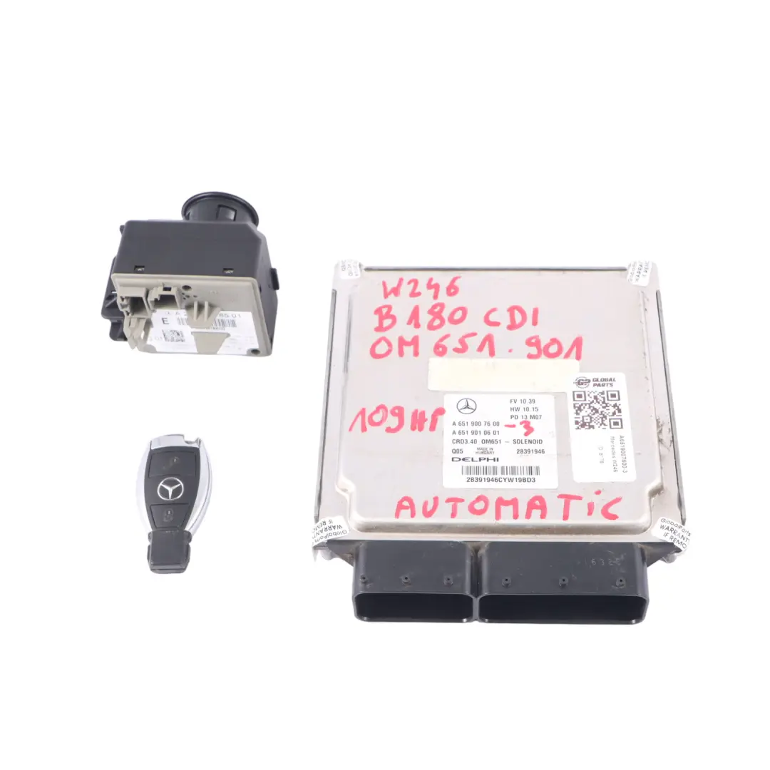 Mercedes W246 B180 CDI 651.901 109PS Motor ECU Kit Zündschlüssel - SKU A6519007600-3 - Teilenummer A6519007600