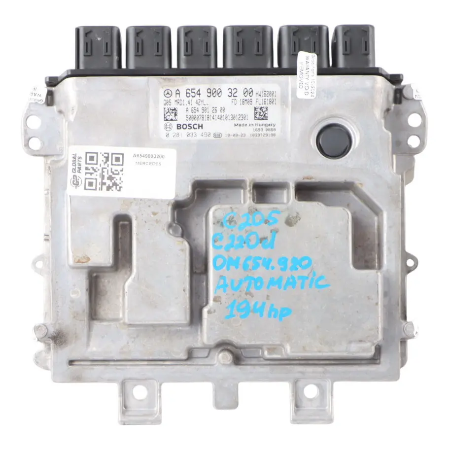 C220d 654.920 194HP Engine ECU Module Unit Automatic to Mercedes W205 with Part number A6549003200 Mercedes W205 C220d 654.920 194HP Engine ECU Module Unit Automatic - SKU A6549003200 - Part number A6549003200
