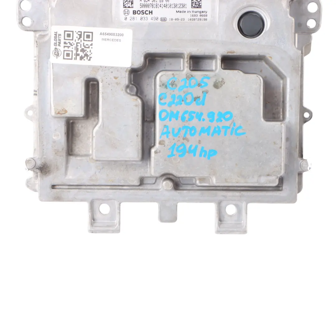 C220d 654.920 194HP Engine ECU Module Unit Automatic to Mercedes W205 with Part number A6549003200 Mercedes W205 C220d 654.920 194HP Engine ECU Module Unit Automatic - SKU A6549003200 - Part number A6549003200