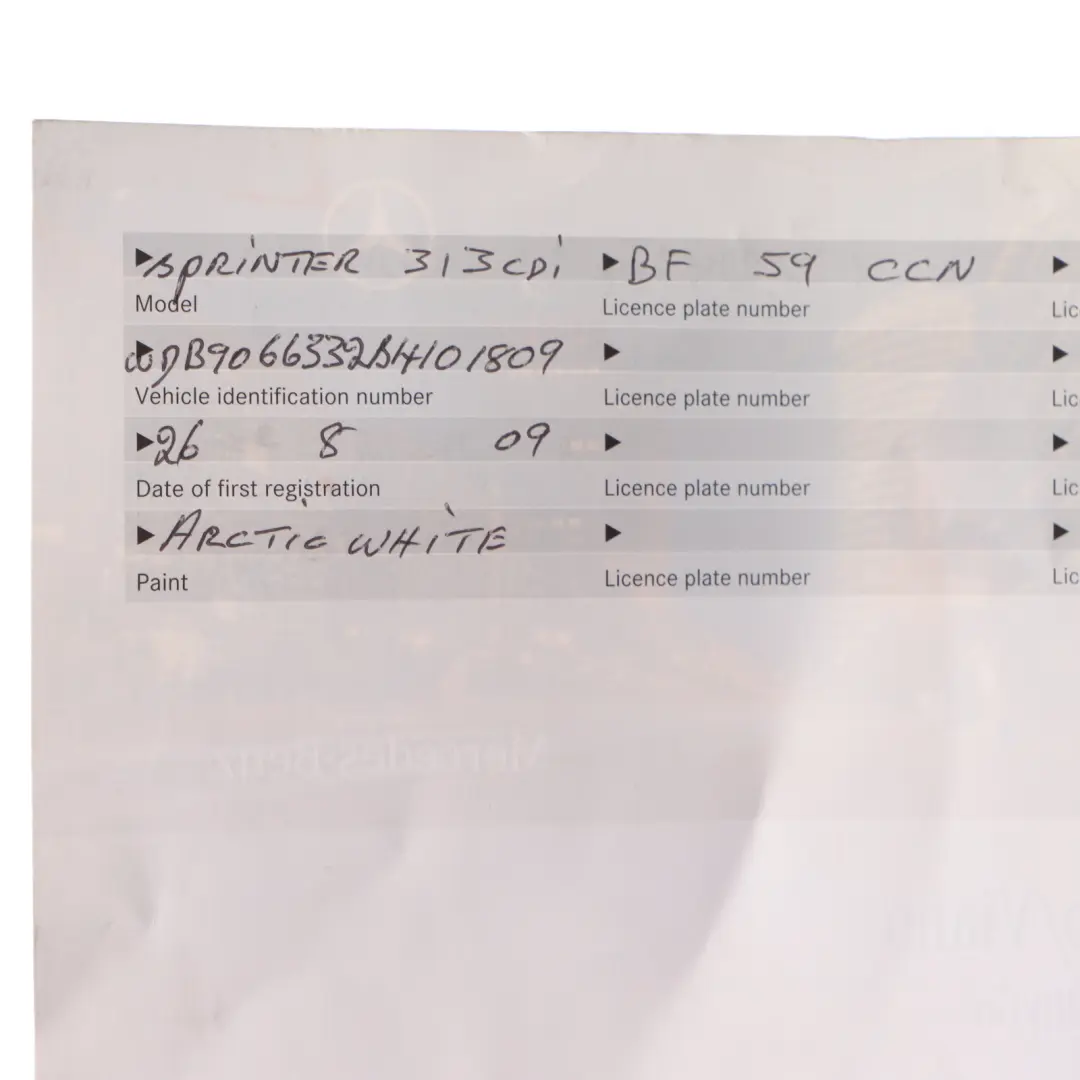 Mercedes W906 Owner's Handbook Book Instruction Booklet Manual Wallet Set - SKU A9065844973 - Part number A9065844973