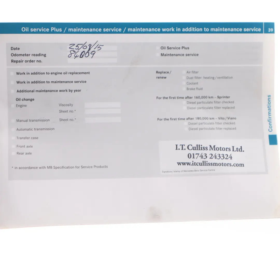 Mercedes W906 Owner's Handbook Book Instruction Booklet Manual Wallet Set - SKU A9065844973 - Part number A9065844973