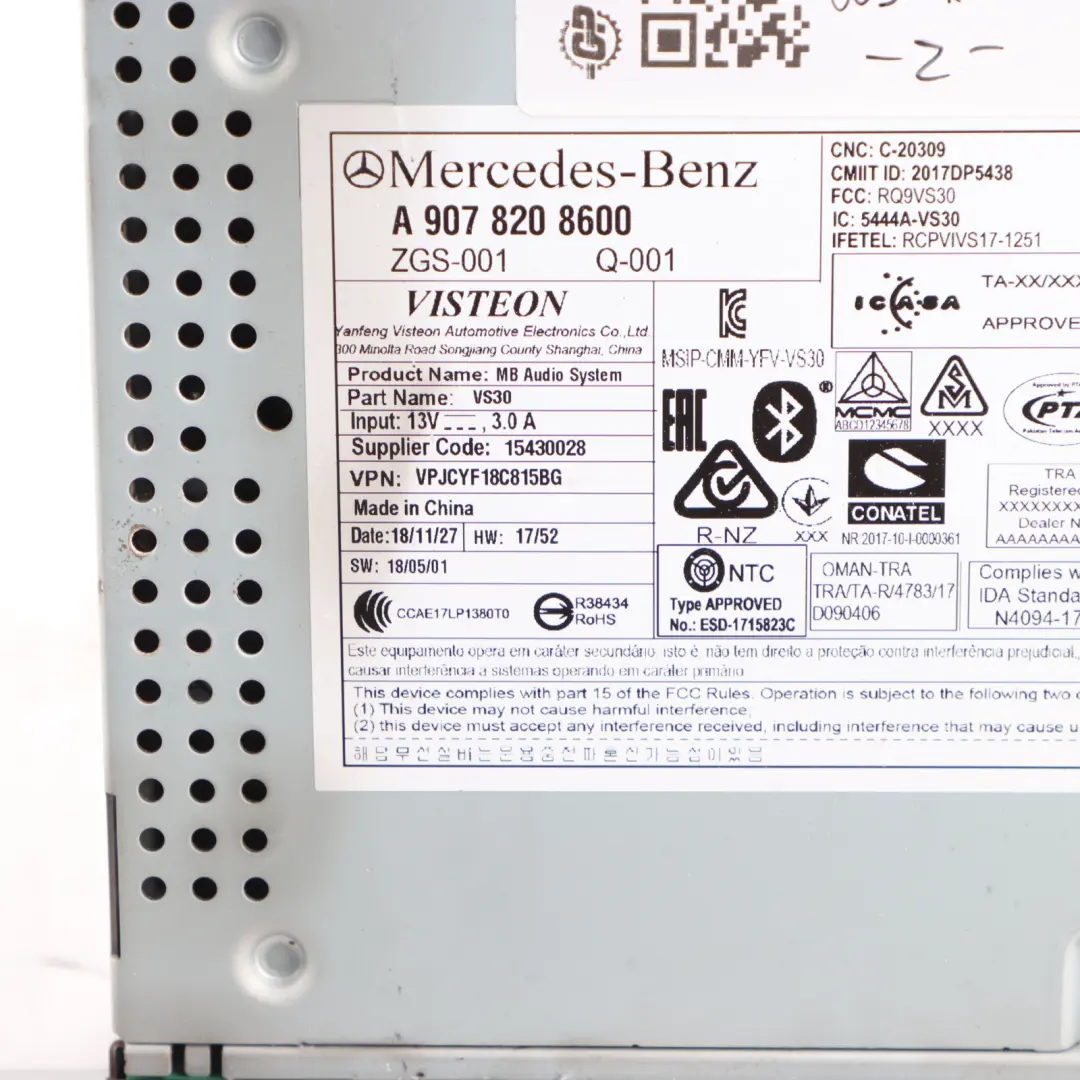 W907 Módulo Unidad Control Sistema Audio Radio Mercedes Sprinter - SKU A9078208600 - Número de pieza A9078208600