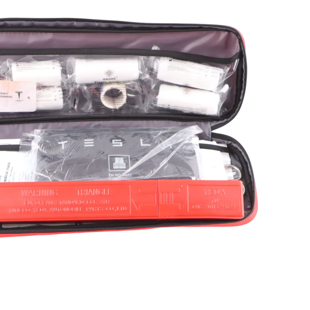 Tesla Model 3 Y First Aid Kit Hazard Warning Triangle Emergency to with Part number P1475076-00-D Tesla Model 3 Y First Aid Kit Hazard Warning Triangle Emergency - SKU P1475076-00-D - Part number P1475076-00-D
