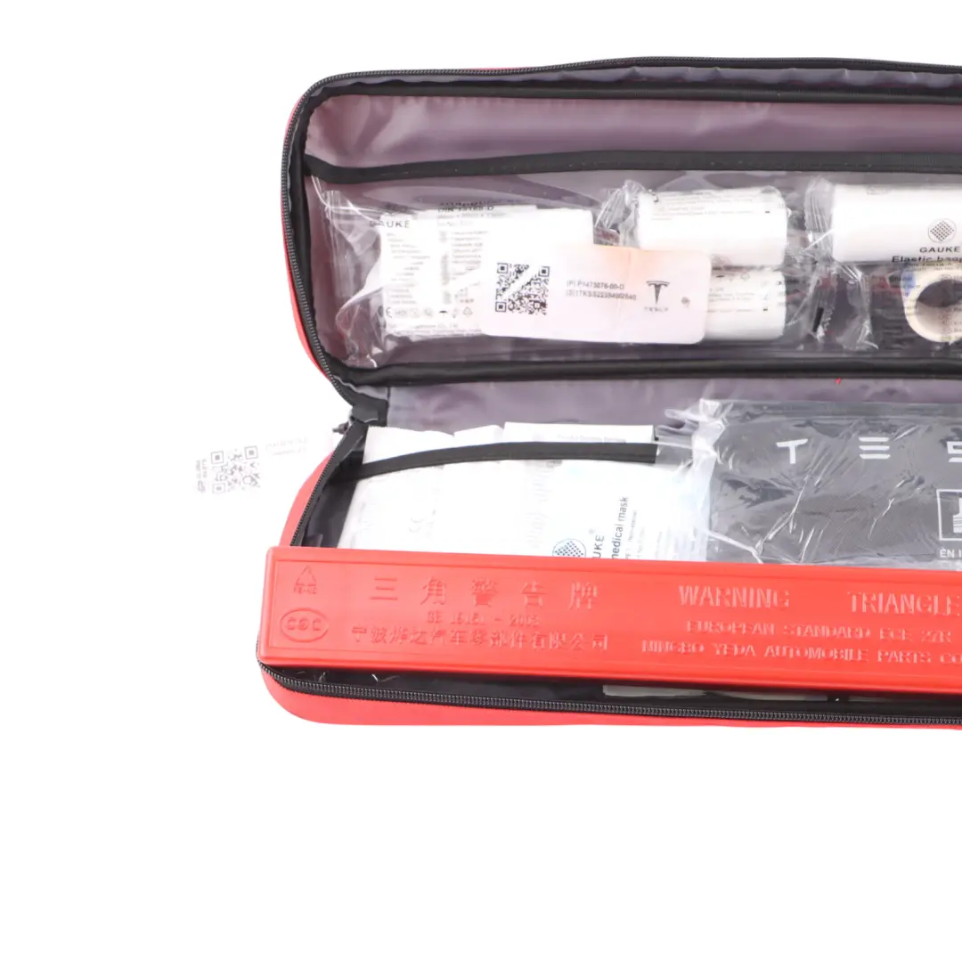 Tesla Model 3 Y First Aid Kit Hazard Warning Triangle Emergency to with Part number P1475076-00-D Tesla Model 3 Y First Aid Kit Hazard Warning Triangle Emergency - SKU P1475076-00-D - Part number P1475076-00-D