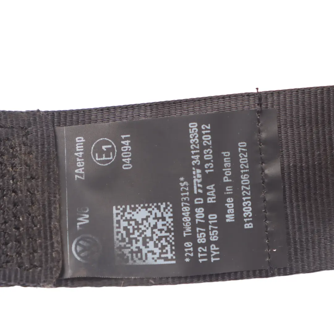 Front Seat Belt Upper Right O/S Driver Side to VW Volkswagen Touran 1T with Part number 1T2857706 VW Volkswagen Touran 1T Front Seat Belt Upper Right O/S Driver Side - SKU RHD-1T2857706D - Part number 1T2857706