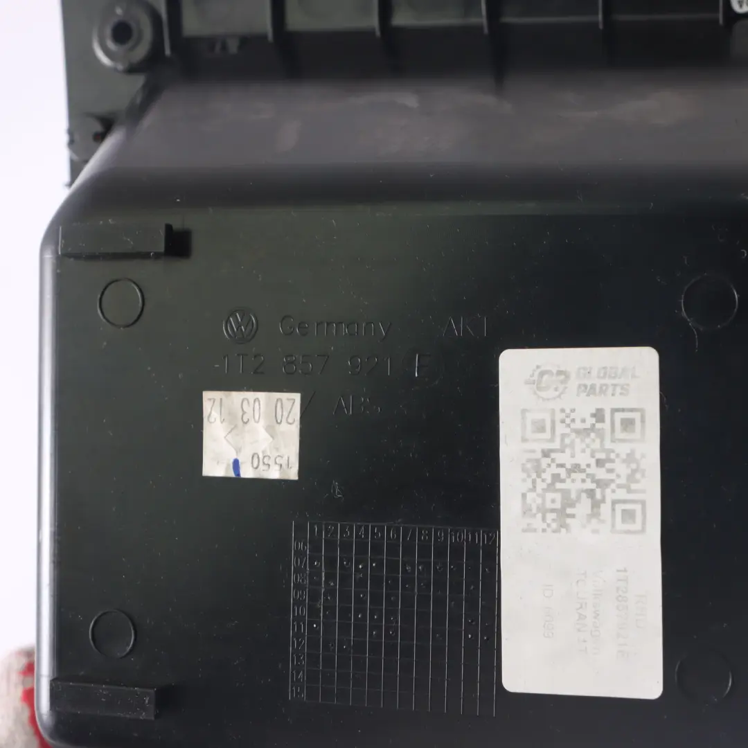 VW Volkswagen Touran 1T Centre Dashboard Top Cubby Hole - SKU RHD-1T2857921E - Part number 1T2857921E