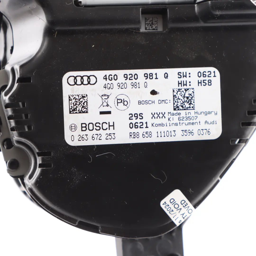 Audi RS6 C7 Petrol Instrument Cluster Clocks Speedo Meter Autmatic - SKU RHD-4G0920981Q - Part number 4G0920981Q
